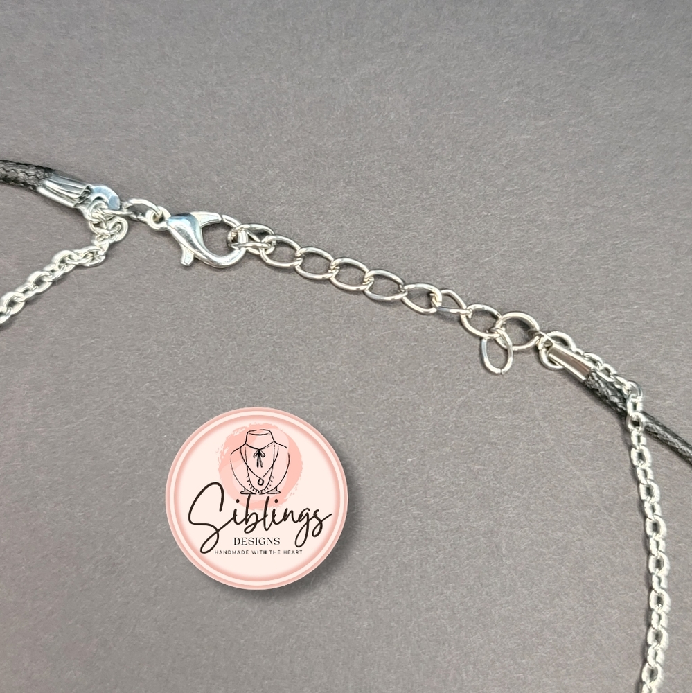 Chain ​​Necklace with Woven Leather  Necklace. - Picture 2 of 4